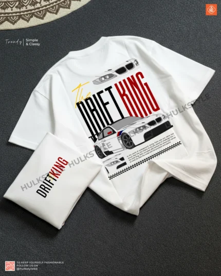 The Drift King Drop Shoulder White T-shirt