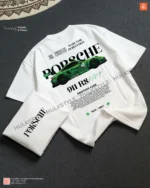 Porsche Green 911 RS Drop Shoulder White T-shirt