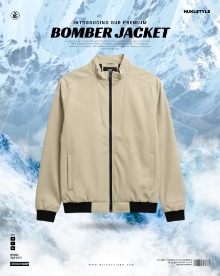 Premium Vanilla Color Bonded Bomber Jacket