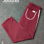 Men's Maroon Joggers with White Side Stripes