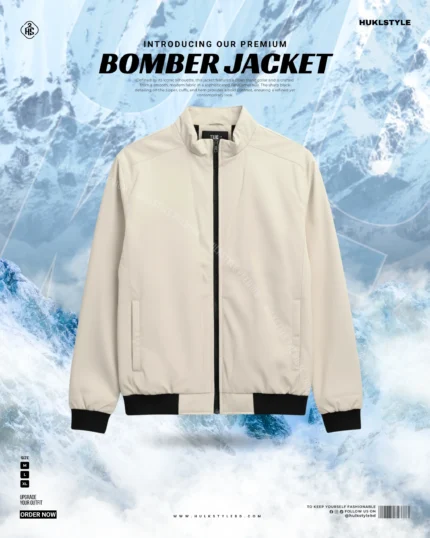 Premium Off White Color Bonded Bomber Jacket