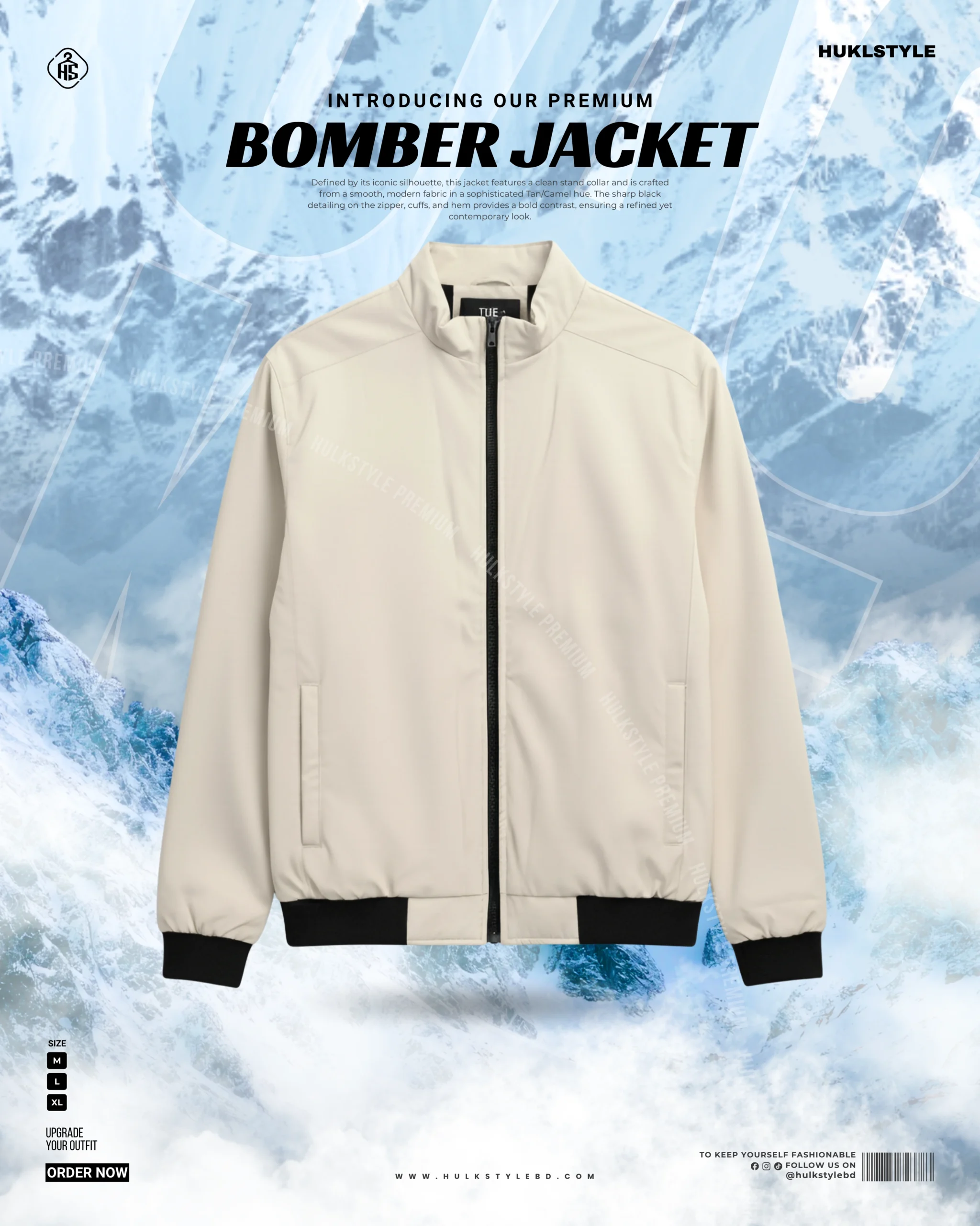 Premium Off White Color Bonded Bomber Jacket