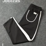 Men's Black Joggers with White Side Stripes