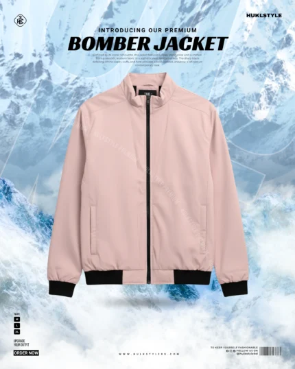 Premium Muted Pink Color Bonded Bomber Jacket