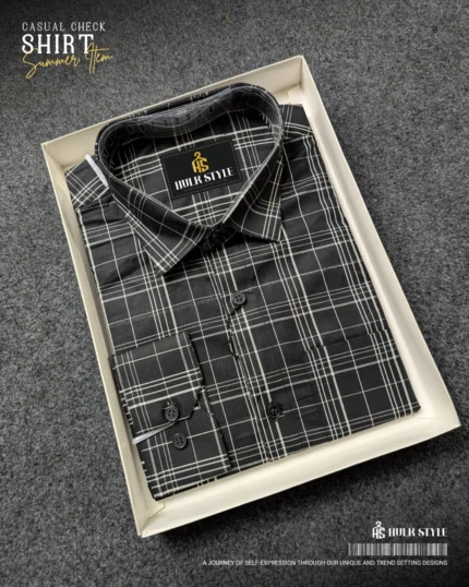 Black and White Check Shirt for Men