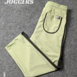 Men's Light Olive Joggers with White Side Stripes