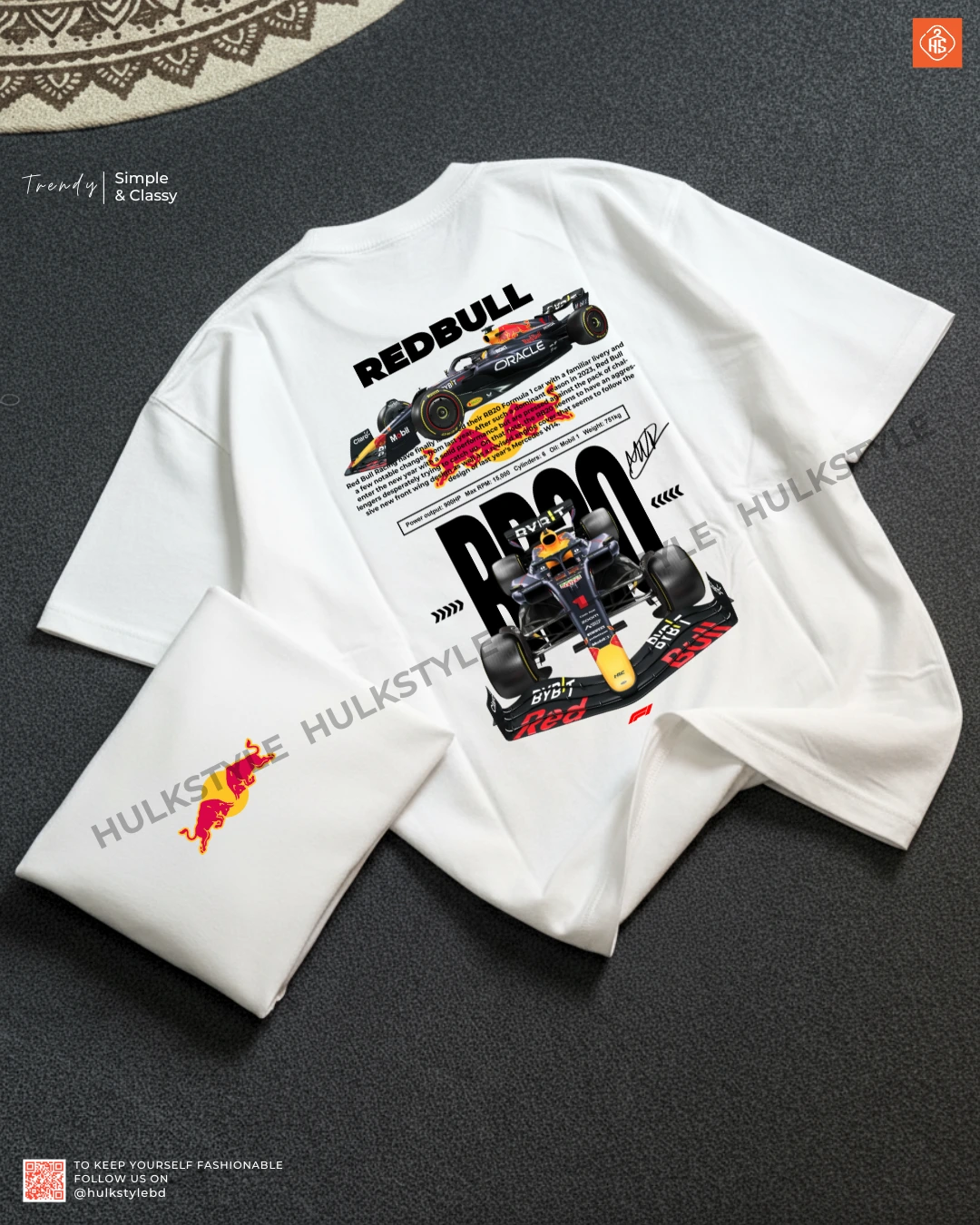 Redbull F1 Drop Shoulder White T-shirt