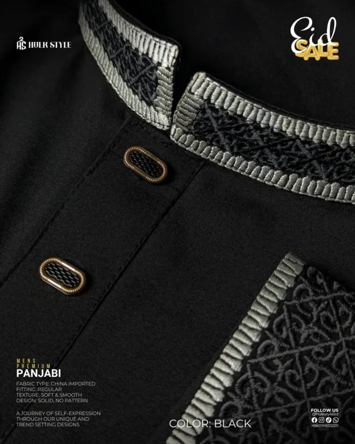 Premium Panjabi for Men - HulkStyle Panjabi collection | Black
