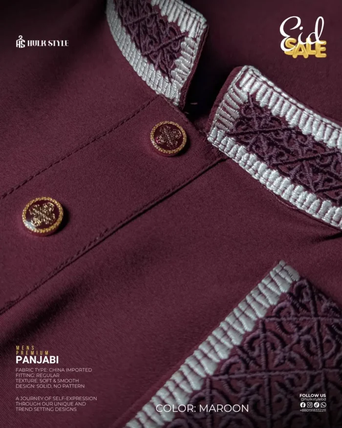 Premium Panjabi for Men - HulkStyle Panjabi collection | Maroon