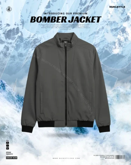 Premium Gray Color Bonded Bomber Jacket