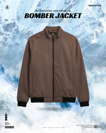 Premium Muted Coffee Color Bonded Bomber Jacket