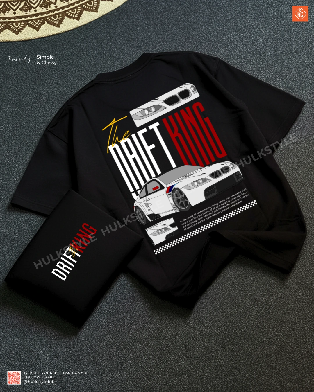 The Drift King Drop Shoulder Black T-shirt