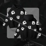 Hulkstyle Black Hoodie Flower Pattern