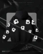 Hulkstyle Black Hoodie Flower Pattern