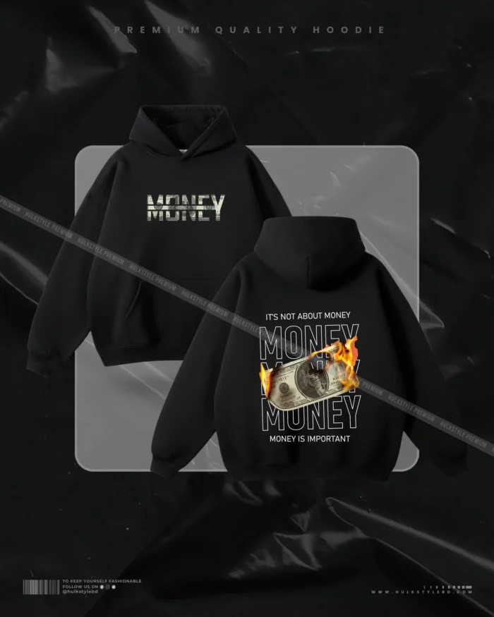 Hulkstyle Black Hoodie Money Is Important