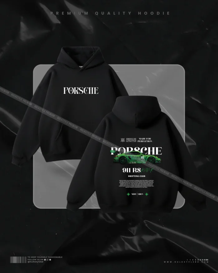 Hulkstyle Black Hoodie Porsche Green 911 RS (2)