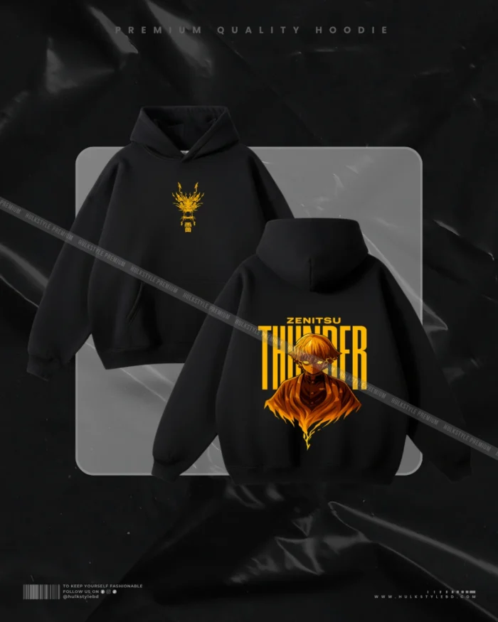 Demon Slayer - Zenitsu Black Hoodie - Image 3