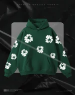 Hulkstyle Black Hoodie Flower Pattern