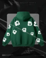 Hulkstyle Black Hoodie Flower Pattern