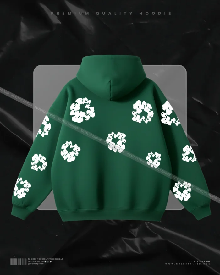 Hulkstyle Black Hoodie Flower Pattern