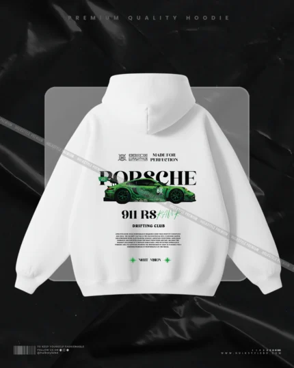 Hulkstyle White Hoodie Porsche Green 911 RS