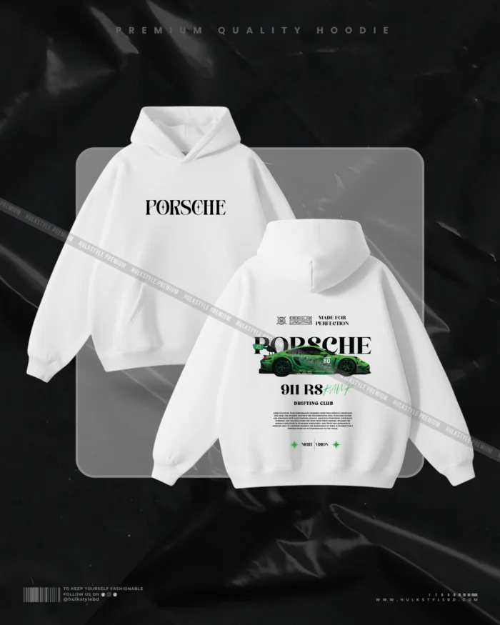 Hulkstyle White Hoodie Porsche Green 911 RS