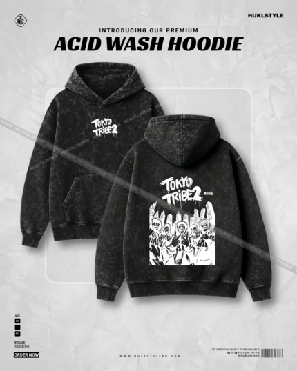 Hulkstyle "TOKYO TRIBE 2" Graphic Acid Wash Hoodie