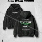 Vintage Acid Wash Porsche Graphic Hoodie - Oversized Streetwear Fit