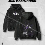 Acid Wash Hoodie - 'ARISE' Anime Graphic Print - Hulkstyle Premium