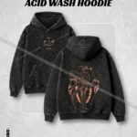 Hulkstyle Ryomen Sukuna Orange Graphic Acid Wash Hoodie