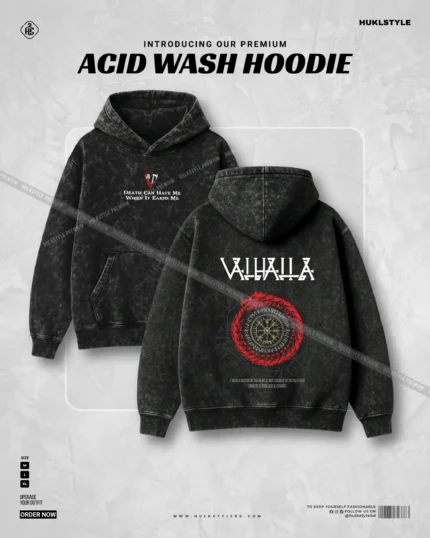 Hulkstyle 'VALHALLA' Viking Acid Wash Hoodie