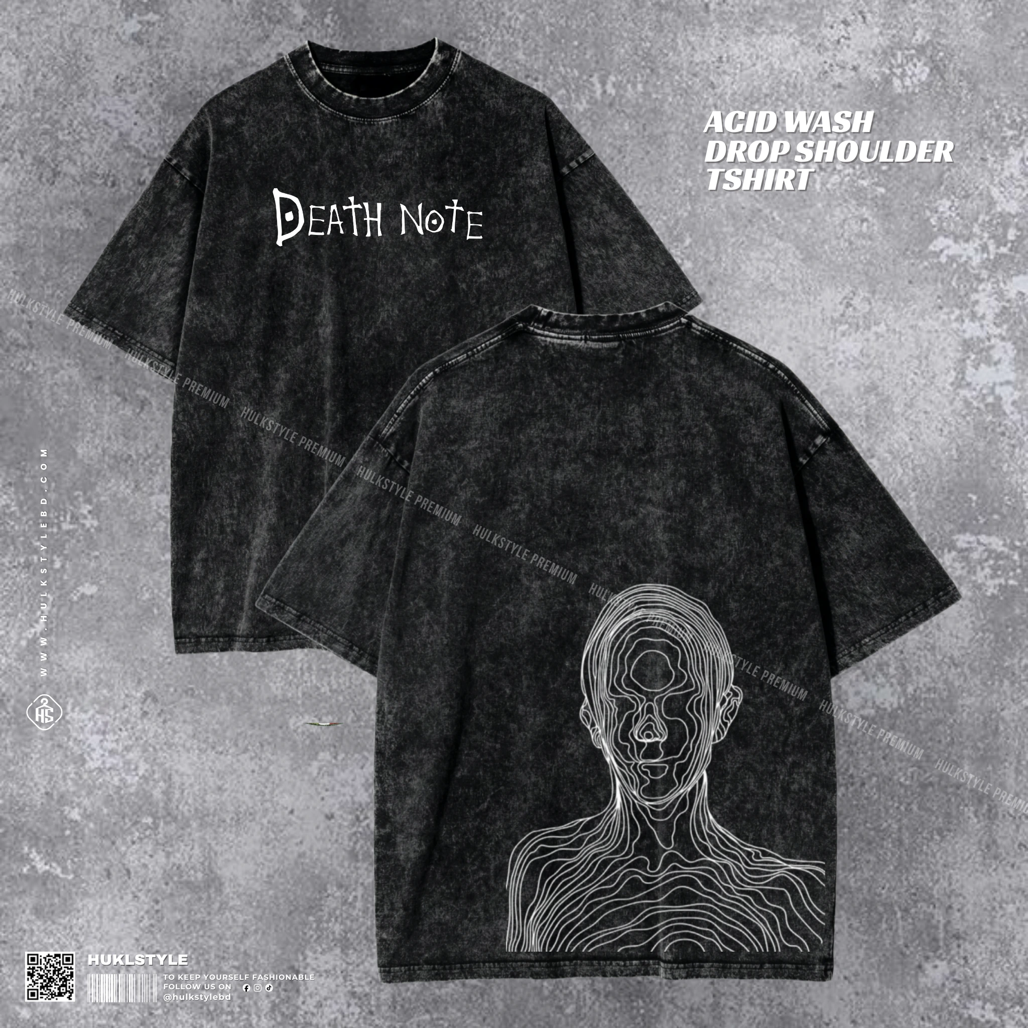 Death Note Acid Wash T-shirt | Drop Shoulder Tee | HulkstyleBD Death Note Acid Wash T-shirt | Drop Shoulder Tee | HulkstyleBD