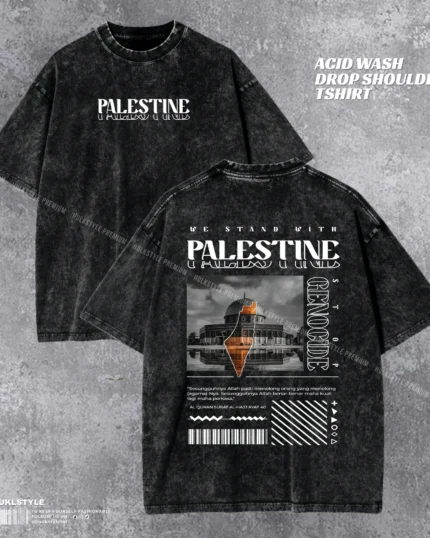 Palestine Acid Wash T-shirt | Drop Shoulder Men's Tee | HulkstyleBD