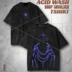 Acid Wash Drop Tee - Celestial Graphic Drop Shoulder Tshirt for Men