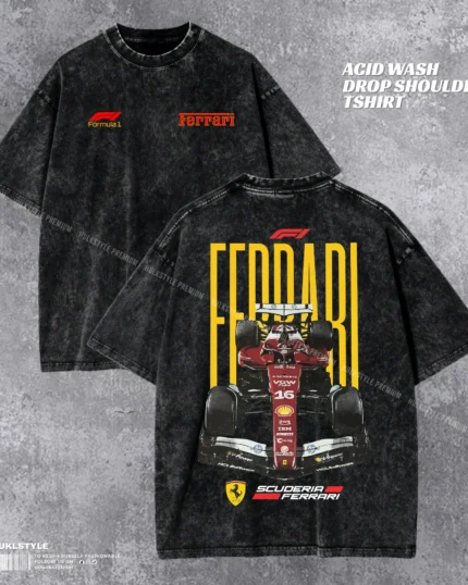 Ferrari Formula 1 Acid Wash T-shirt | Lewis Hamilton Edition | HulkstyleBD