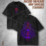 Demon Slayer Acid Wash Tee - Vintage Anime Drop Shoulder Tshirt