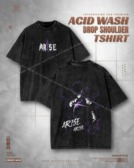 Acid Wash Drop Tee - ARISE Graphic Drop Shoulder Tshirt for Men