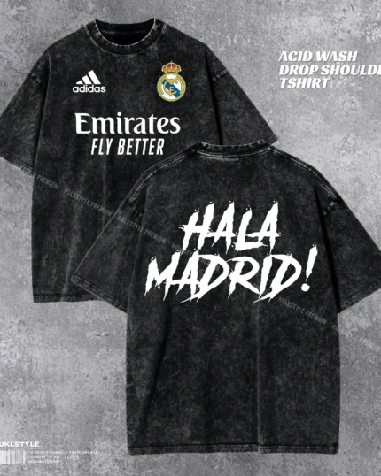 Hala Madrid Acid Wash T-shirt | Drop Shoulder Men's Tee | HulkstyleBD