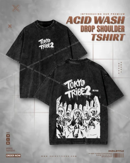 Tokyo Tribe2 Urban Graphic Acid Wash Drop Tee