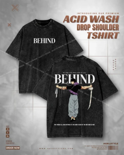 Acid Wash Drop Tee - Toji Fushiguro Graphic Drop Shoulder Tshirt for Men