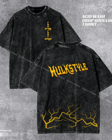 Hulkstyle Thunder Acid Wash T-shirt | Drop Shoulder Streetwear | HulkstyleBD