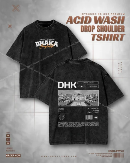 City of Chaos Dhaka Streetwear Acid Wash Drop Tee