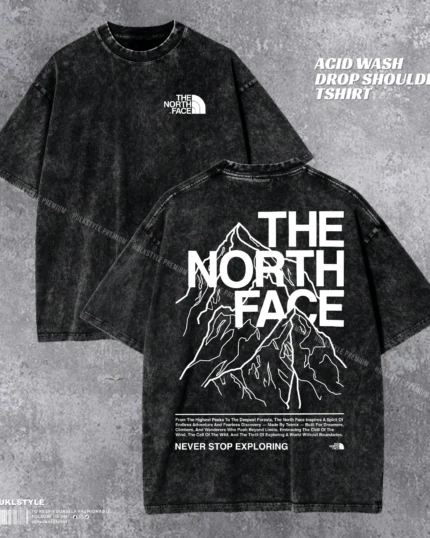 The North Face Acid Wash T-shirt | Drop Shoulder Outdoor Tee | HulkstyleBD