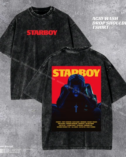 Starboy Acid Wash T-shirt | The Weeknd Aesthetic Tee | HulkstyleBD