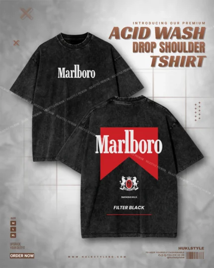 Marlboro Retro Acid Wash Drop Shoulder Tshirt