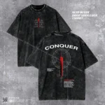Conquer Acid Wash T-shirt | Motivational Drop Shoulder Tee | HulkstyleBD