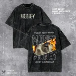 Money Is Important Acid Wash T-shirt | Hustle Culture Drop Shoulder | HulkstyleBD