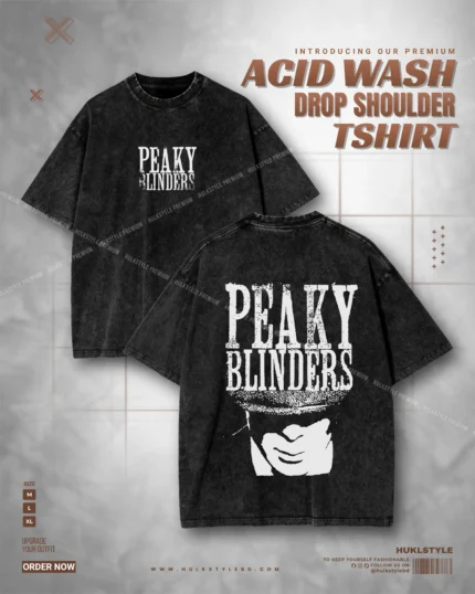 Peaky Blinders Graphic Acid Wash Drop Tee for Men