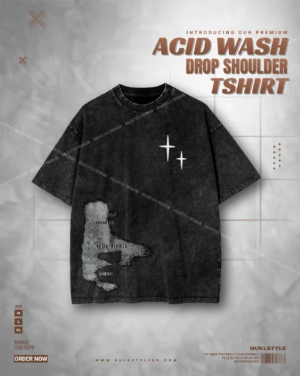 Abstract Face Portrait Acid Wash Drop Tee