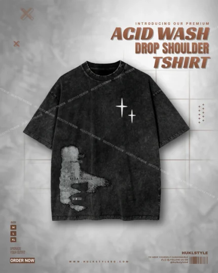 Abstract Face Acid Wash T-shirt | Surrealist Line Art Tee | HulkstyleBD